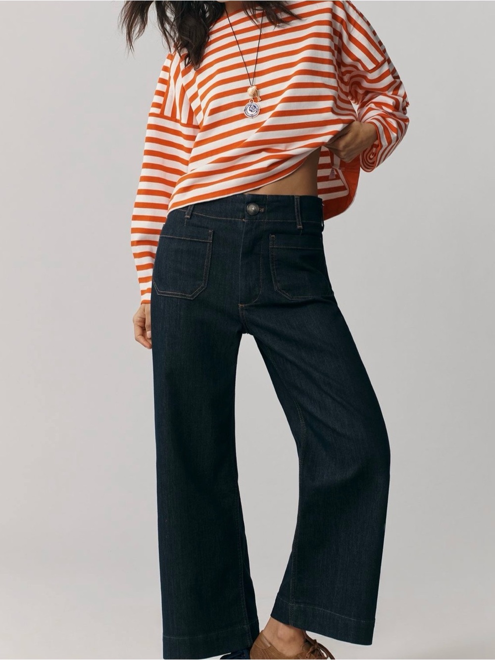 Maeve Anthropologie Dark Indigo Wide-Leg Jeans